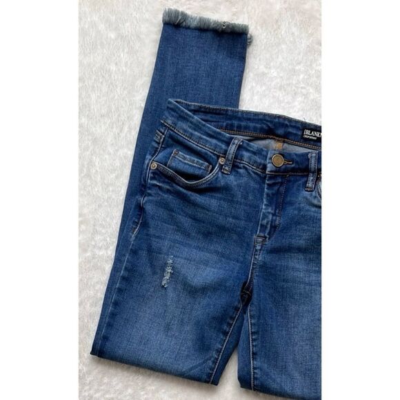 BLANKNYC Distressed Frayed Raw Hem Crop Skinny Jeans, Size 27 - Picture 4 of 14